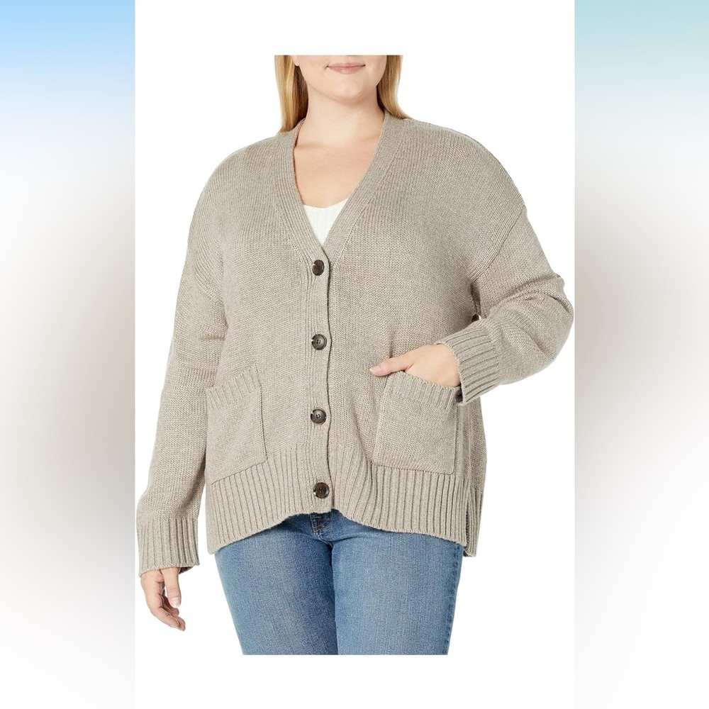 The Drop Women's Brigitte Chunky Button-Front Pocket Ribbed Cardigan